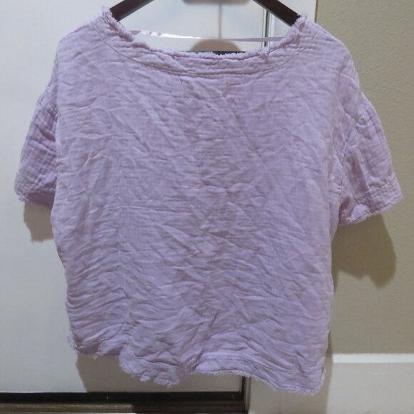 FREE PEOPLE WE THE FREE Palo Alto Textured Gauzy Cotton Oversize Pocket Top Boho - Picture 11 of 13